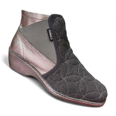 Romulo Bota Cuero Textil Negro Mujer Ref 6083